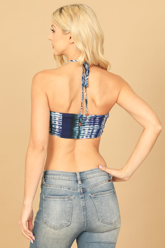 V-Strap Ruched Bralette Tie-Dye Top