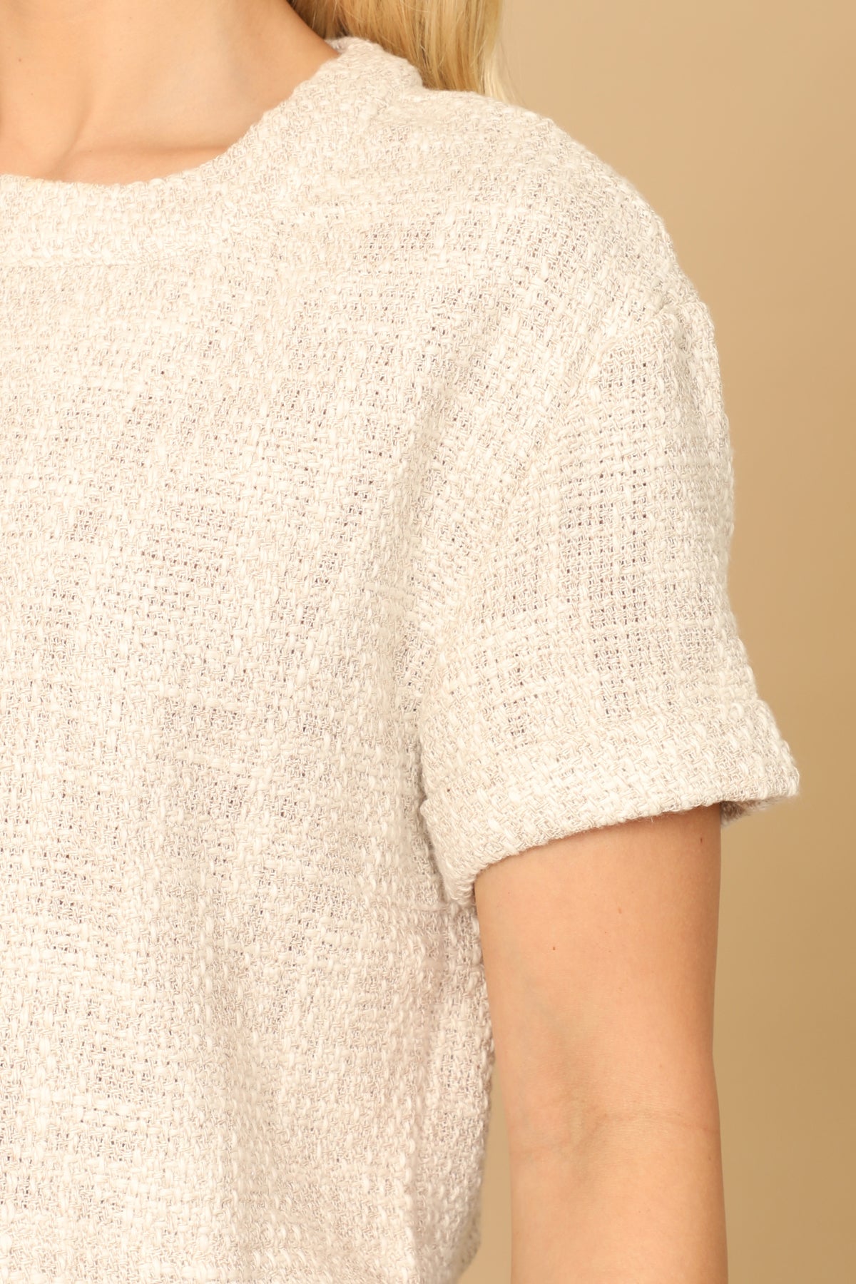Short Sleeve Textured Crop Top