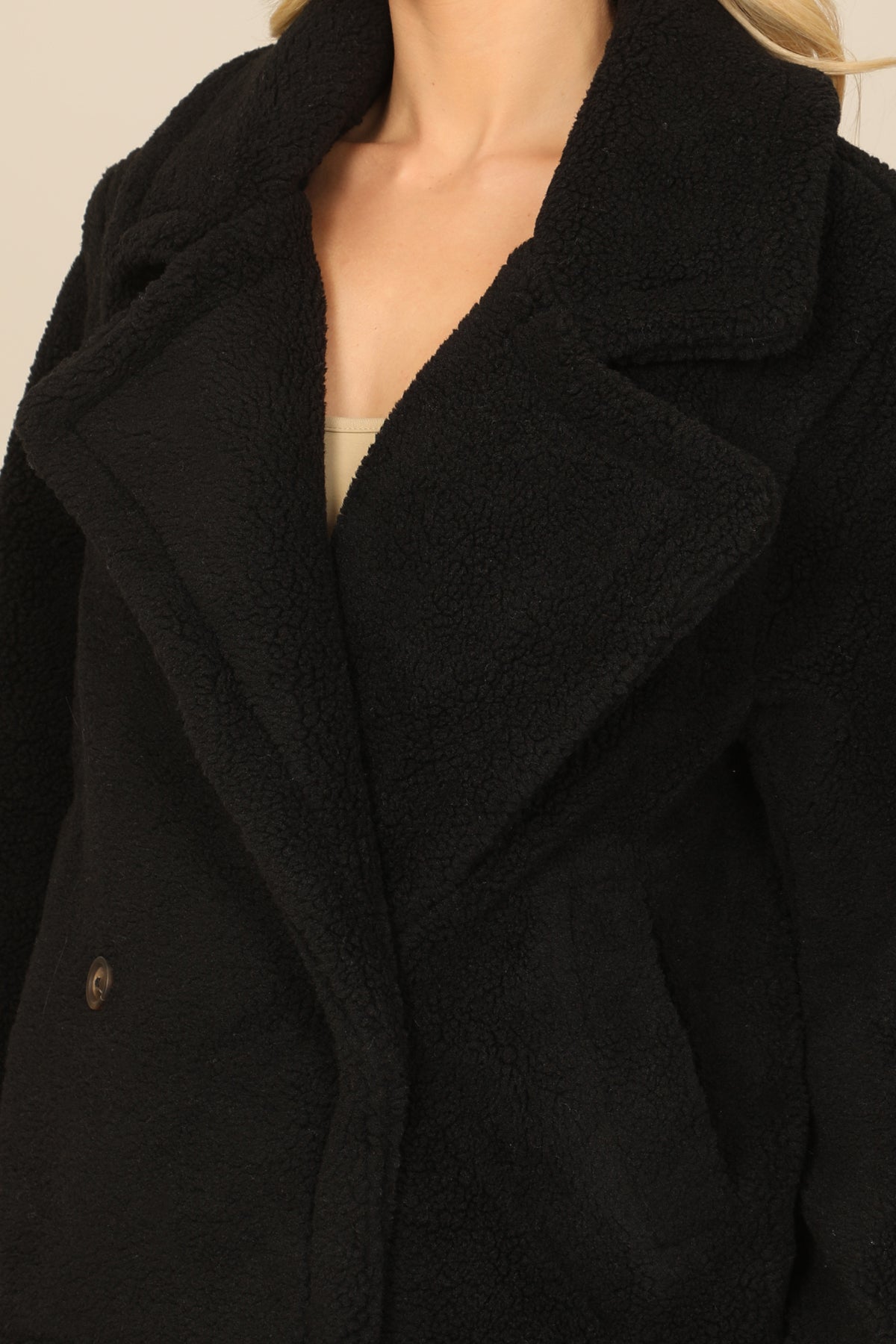 Teddy Fleece Double-Breasted Coat