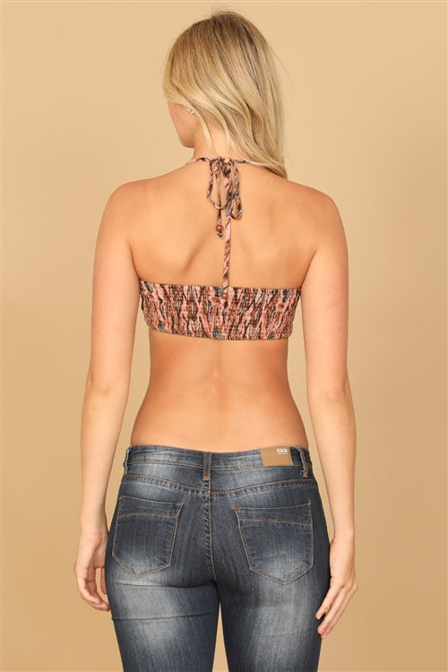 Smocked Multi-Strand Halter Bandeau Top