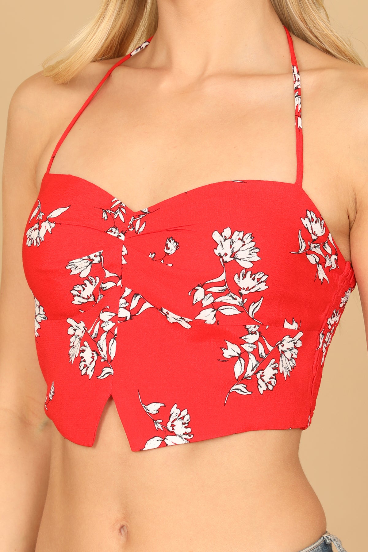 Spaghetti Strap Floral Crop Top