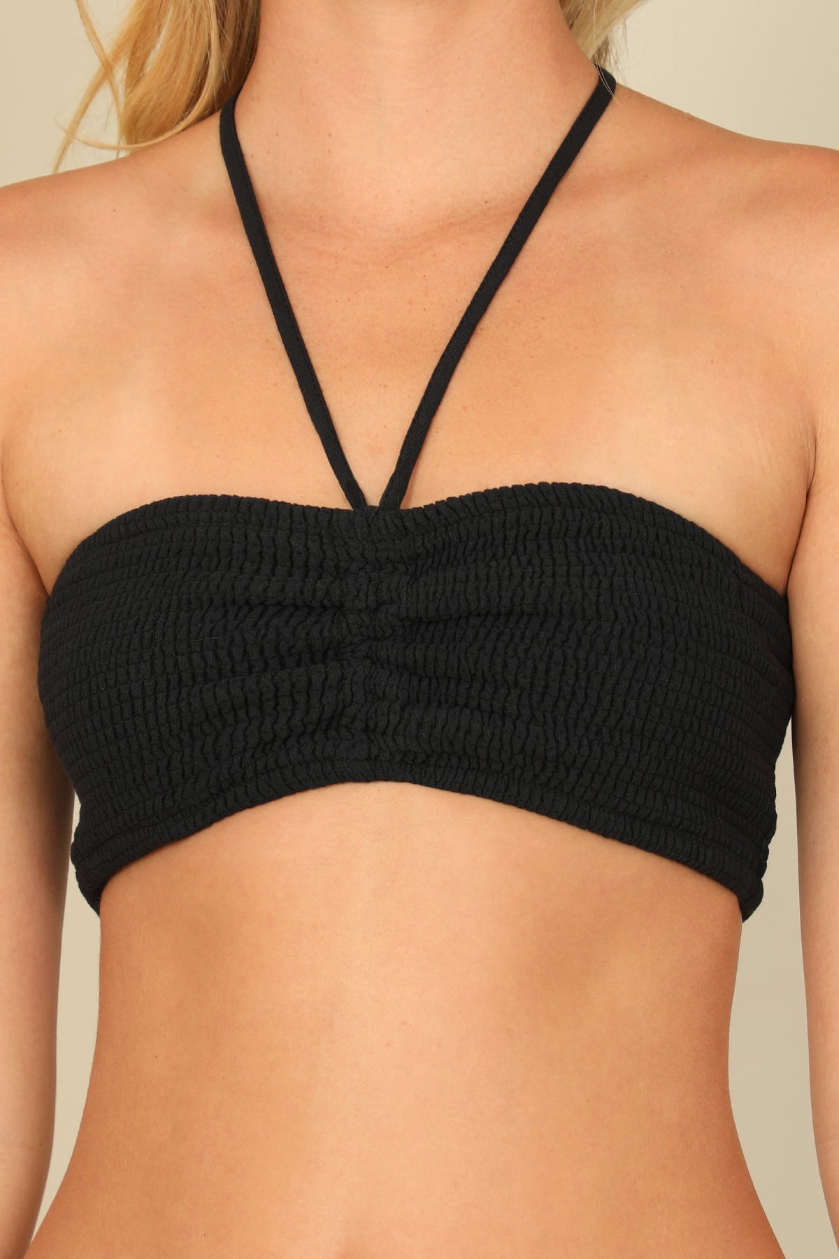 Ruched Drawstrings Halter Bralette Top