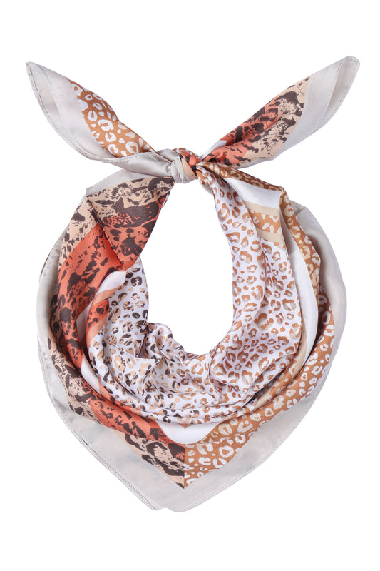 Two Tones Leopard Silky Square Scarf