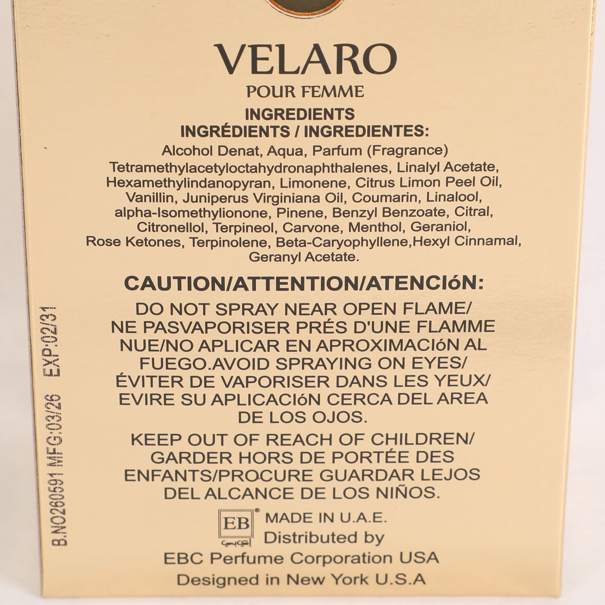 Velaro Pour Femme Spray Perfume Eau De Parfum For Women - 100ML/3.3FL.OZ./3PCS