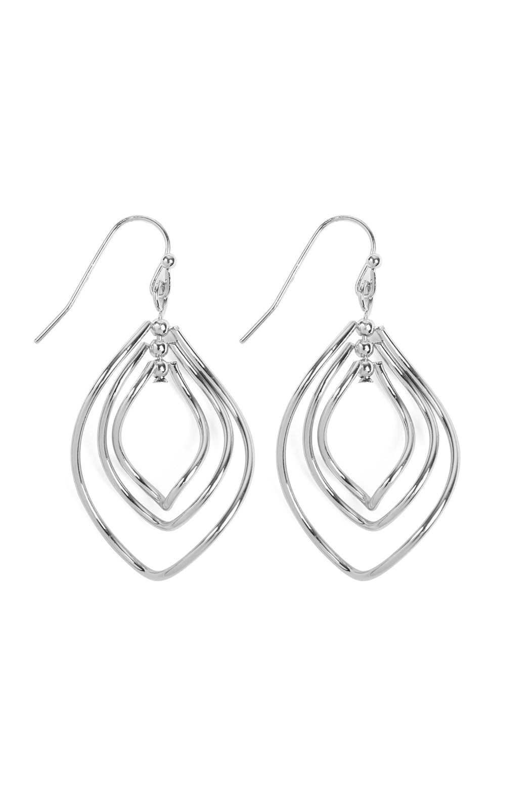 Wire Hammered Mar2quise Hook Earrings Silver Gold