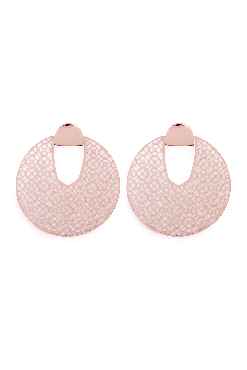 Round Filigree Earrings Rose Gold