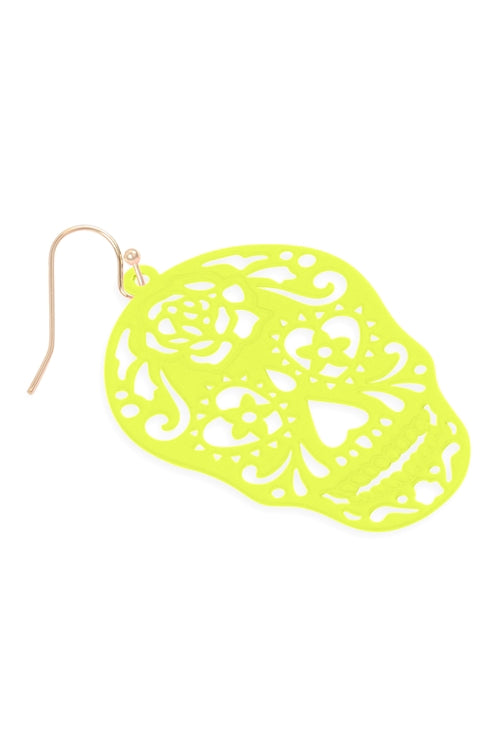 Halloween Skull Color Coating Filigree Earrings
