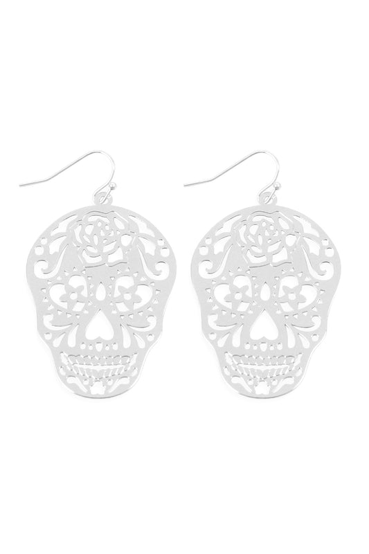 Halloween Skull Color Coating Filigree Earrings