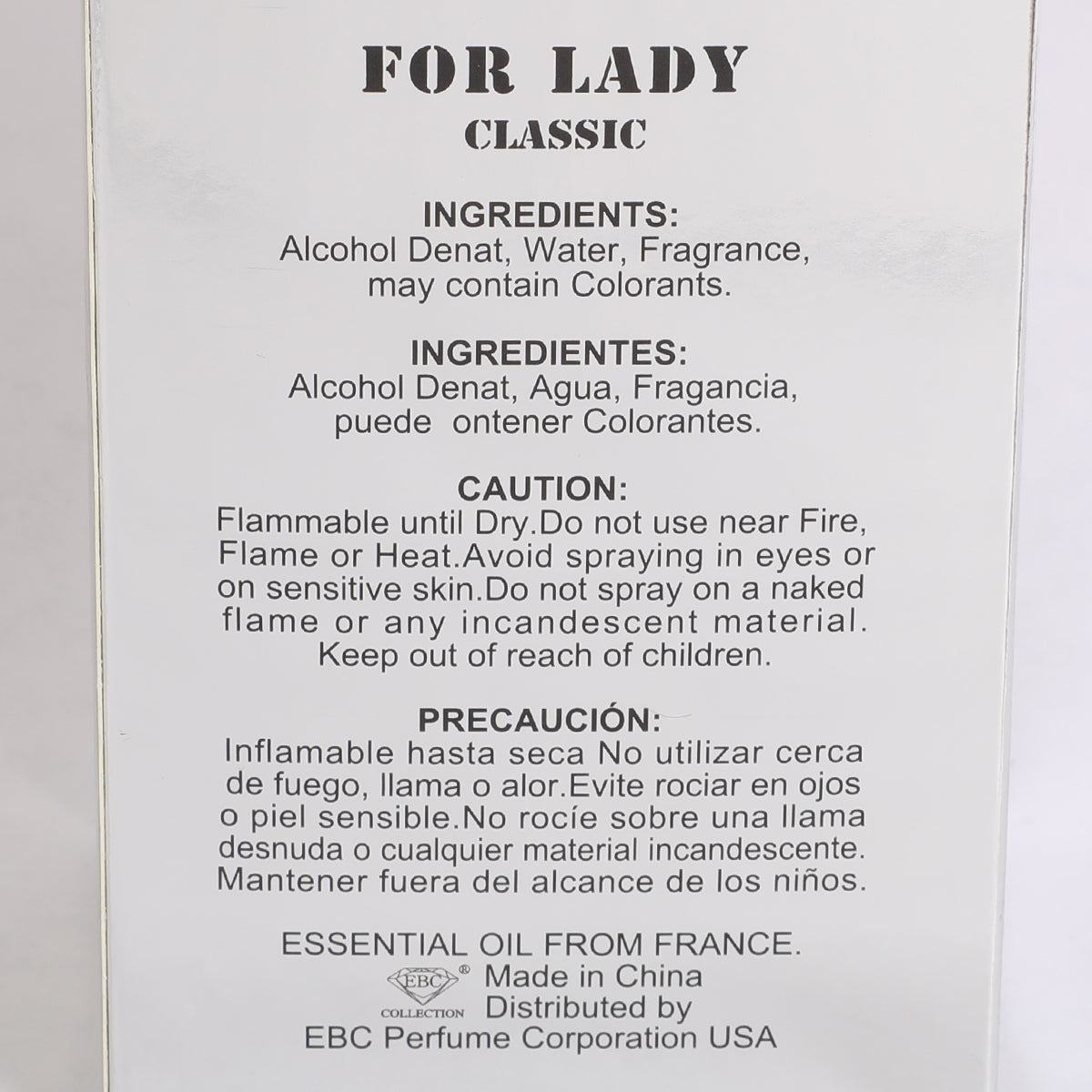 For Lady Classic Spray Perfume Eau De Parfum For Women - 100ML/3.4 FL.OZ.