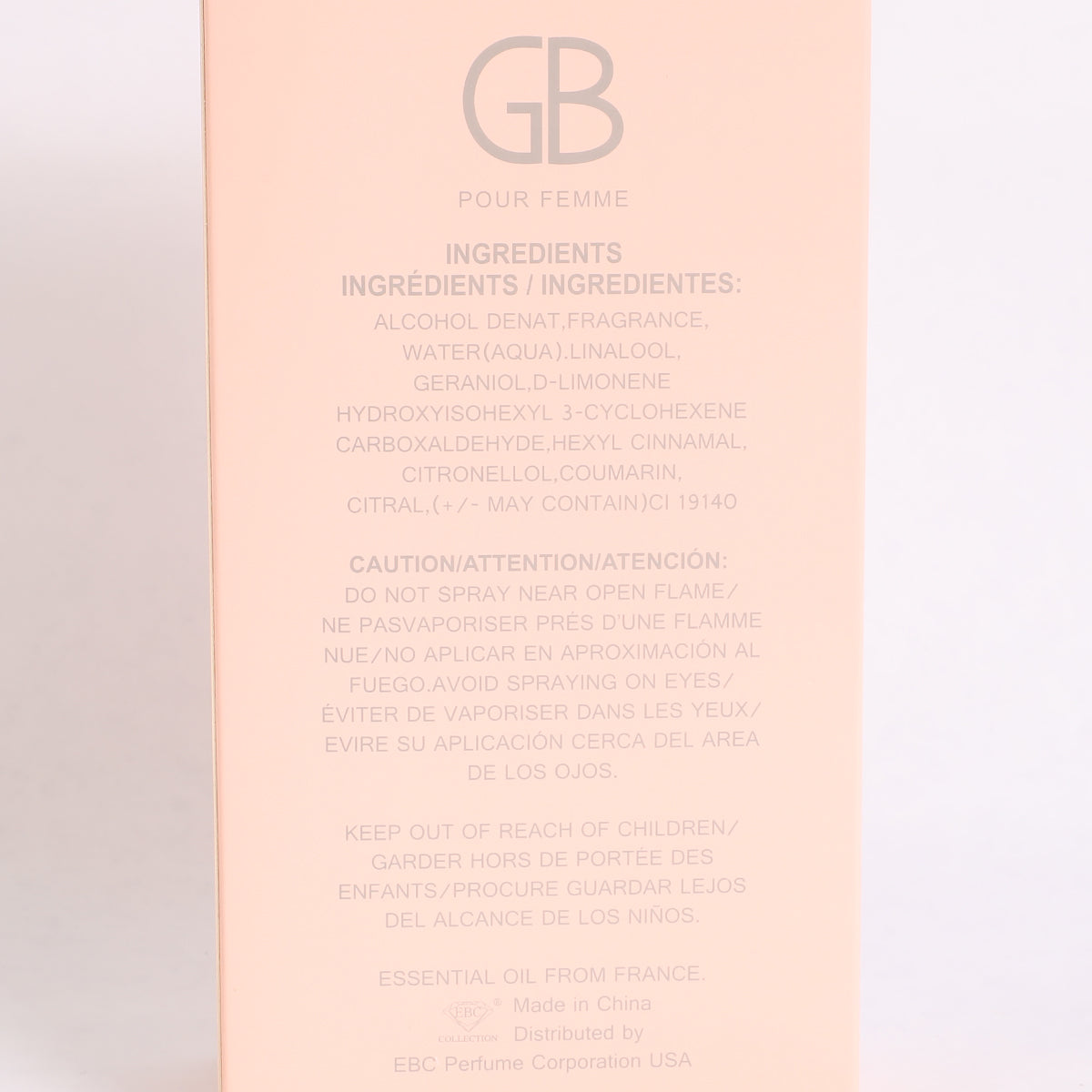 GB Pour Femme Pink Spray Perfume Eau De Parfum For Women - 100ML/3.4 FL.OZ.