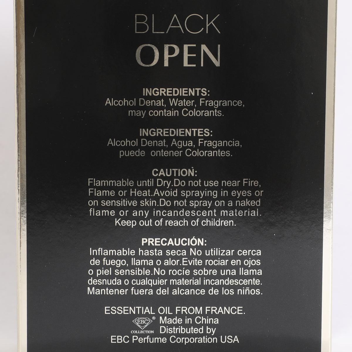 Black Open Spray Perfume Eau De Parfum For Women - 100ML/3.4 FL.OZ.