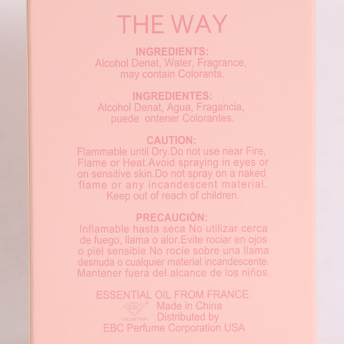 The Way For Women Spray Perfume Eau De Parfum For Men - 100ML/3.4 FL.OZ.