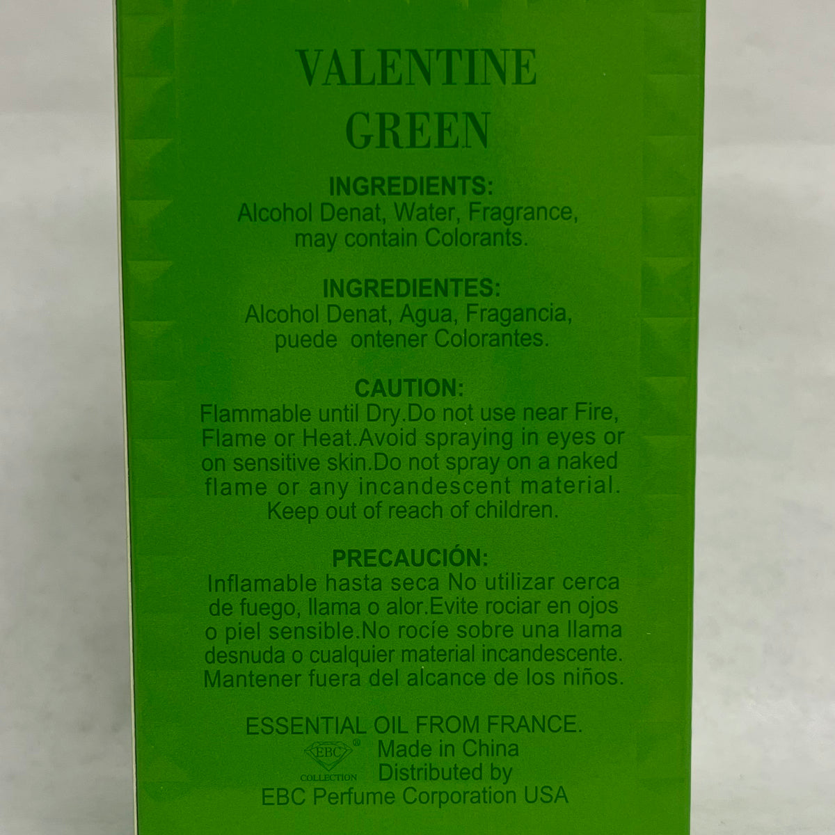 Valentine Green Spray Cologne Eau De Toilette For Women - 100ML/3.4 FL.OZ.