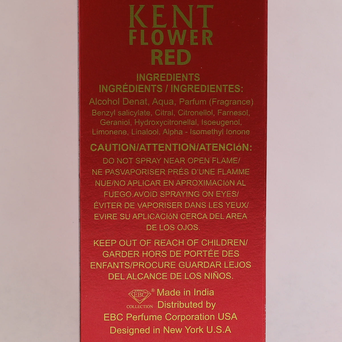 Kent Flower Red Spray Perfume Eau De Parfum For Women - 100ML/3.4 FL.OZ.