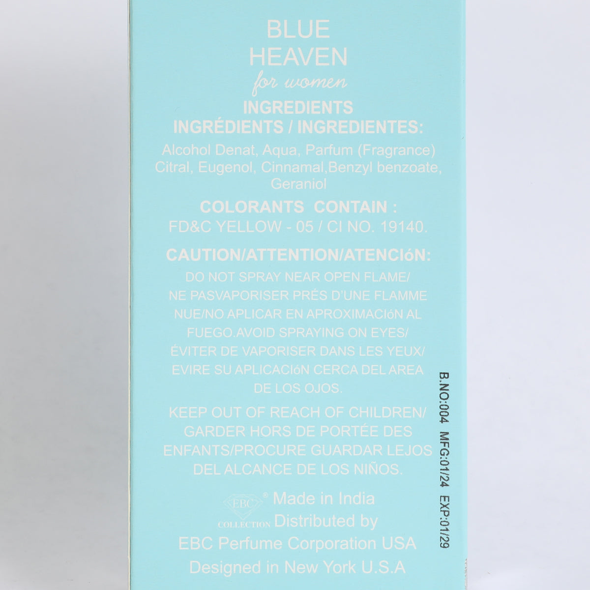 Blue Heaven Spray Perfume Eau De Parfum For Women - 100ML/3.4 FL.OZ.