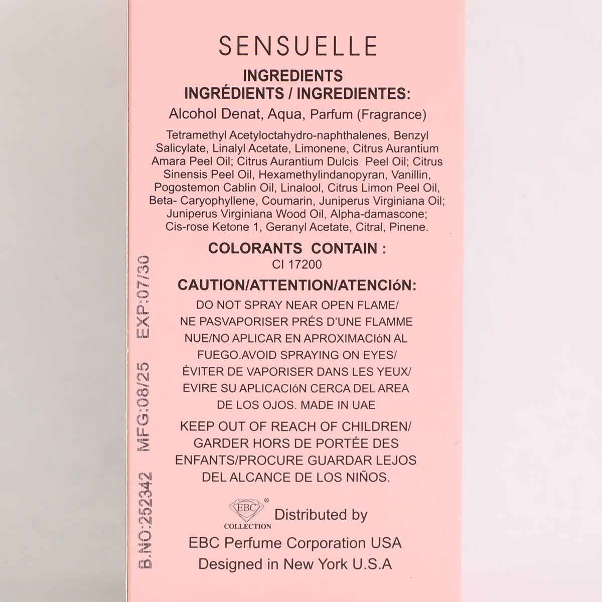 Sensuelle Spray Perfume Eau De Parfum For Women - 100ML/3.4FL.OZ.