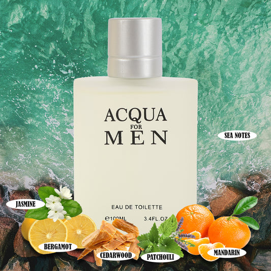Acqua For Men Spray Cologne Eau De Toilette For Men - 100ML/3.4 FL.OZ.