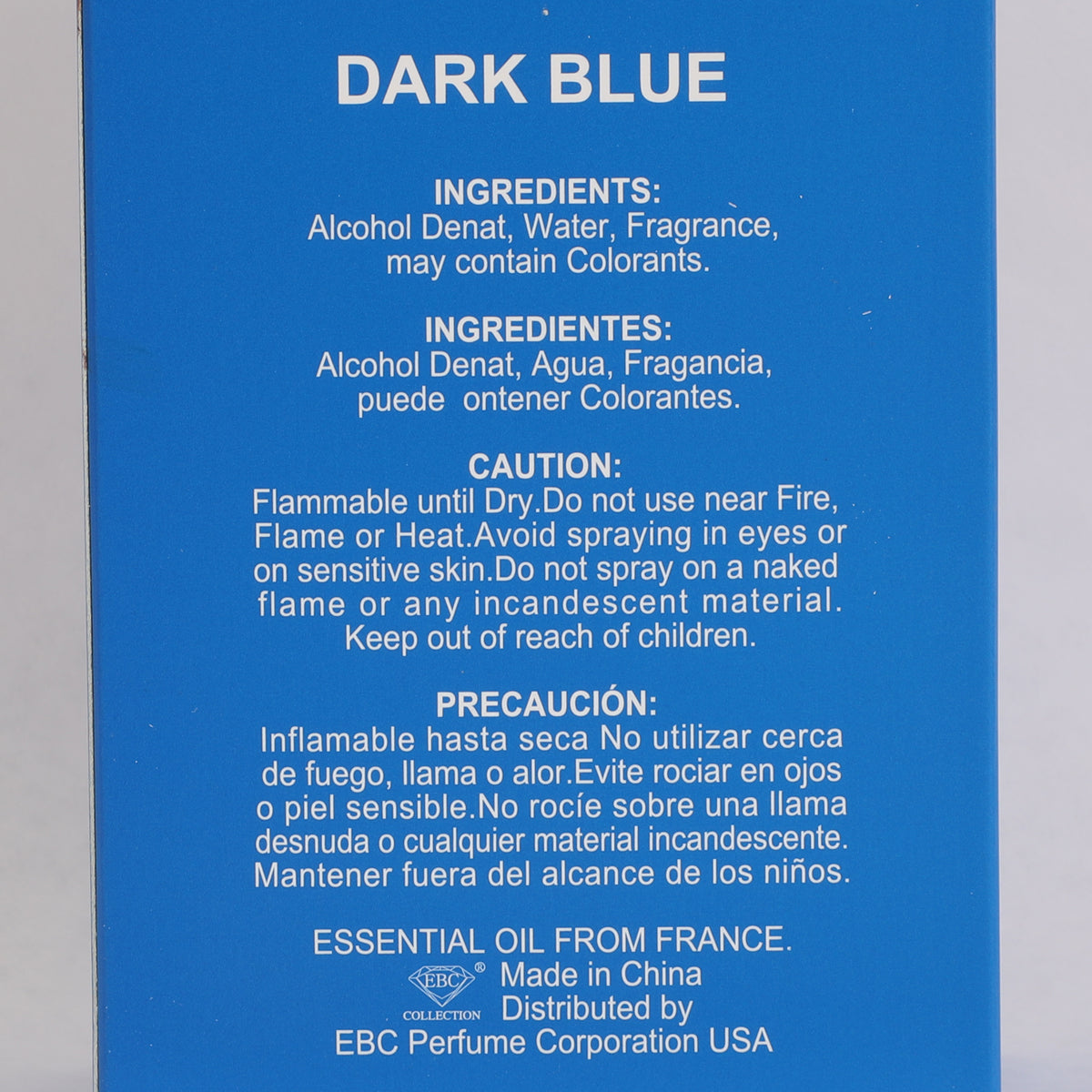 Dark Blue Spray Cologne Eau De Toilette For Men - 100ML/3.4 FL.OZ.