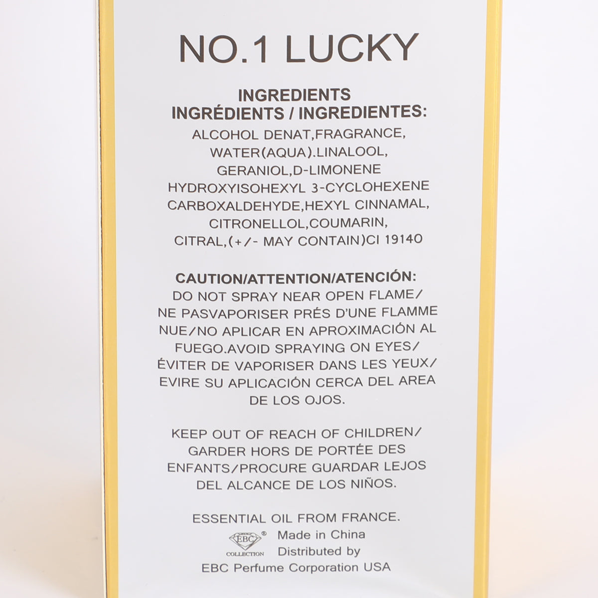 Lucky 1 Spray Cologne Eau De Toilette For Men - 100ML/3.4 FL.OZ.
