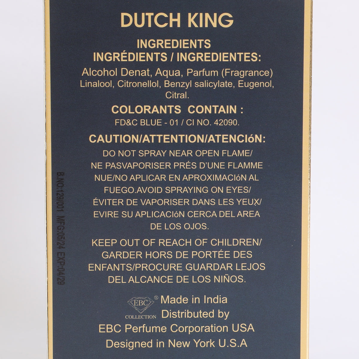 Dutch King Spray Cologne Eau De Parfum For Men - 100ML/3.4 FL.OZ.