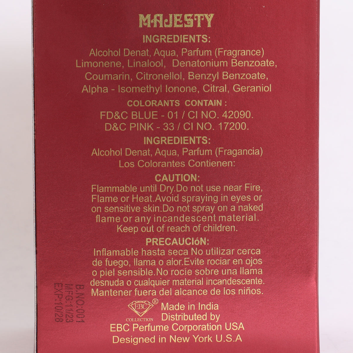 Majesty Spray Perfum Eau De Parfum For Women - 100ML/3.4 FL.OZ.