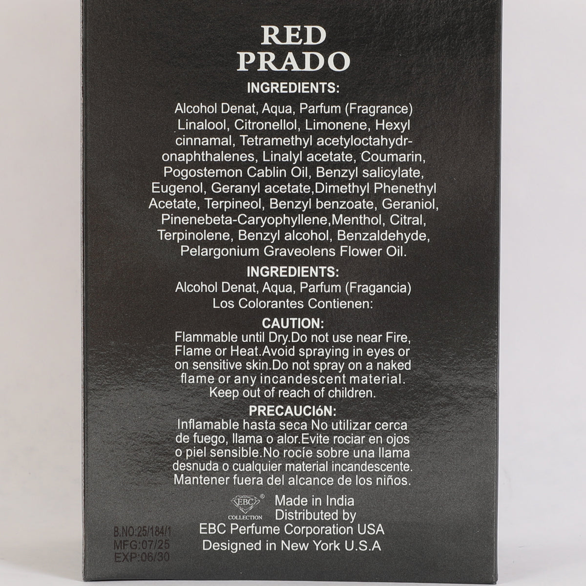 Red Prado Spray Perfume Eau De Parfum For Men - 100ML/3.4FL.OZ.