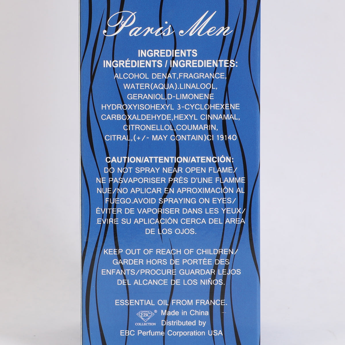 Paris Men Spray Cologne Eau De Toilette For Men - 100ML/3.4 FL.OZ.