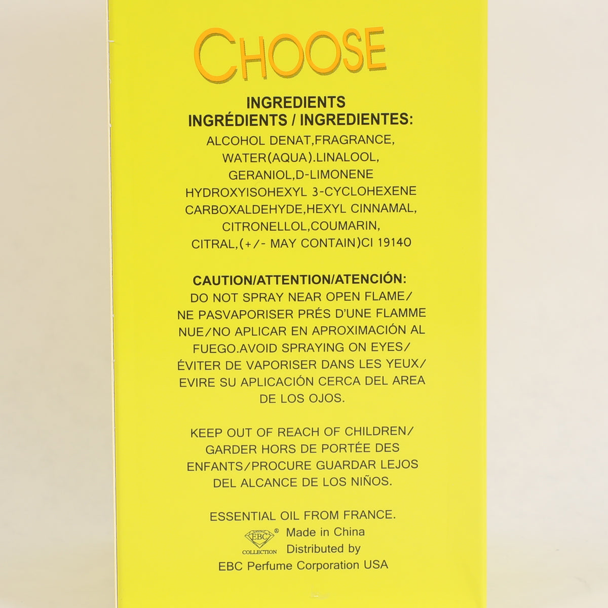 Choose Spray Cologne Eau De Toilette For Men - 100ML/3.4 FL.OZ.