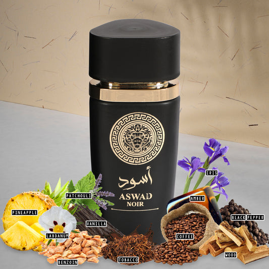 Aswad Noir Black Spray Perfume Eau De Parfum For Men - 100ML/3.4 FL.OZ.
