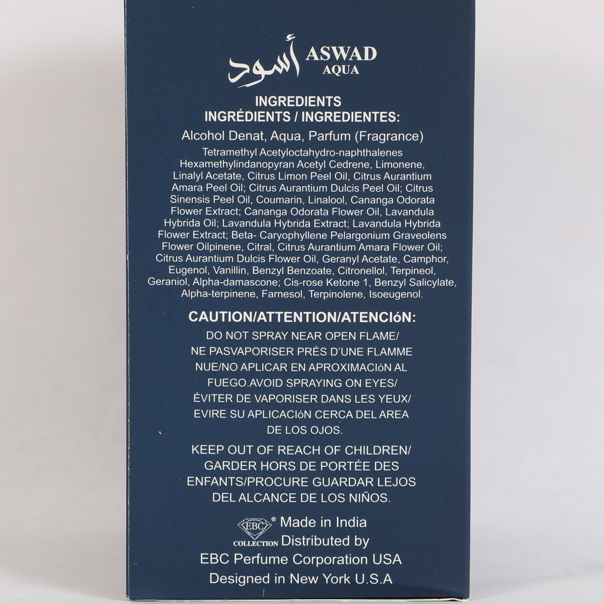 Aswad Aqua-Blue Spray Perfume Eau De Parfum For Men - 100ML/3.4 FL.OZ.