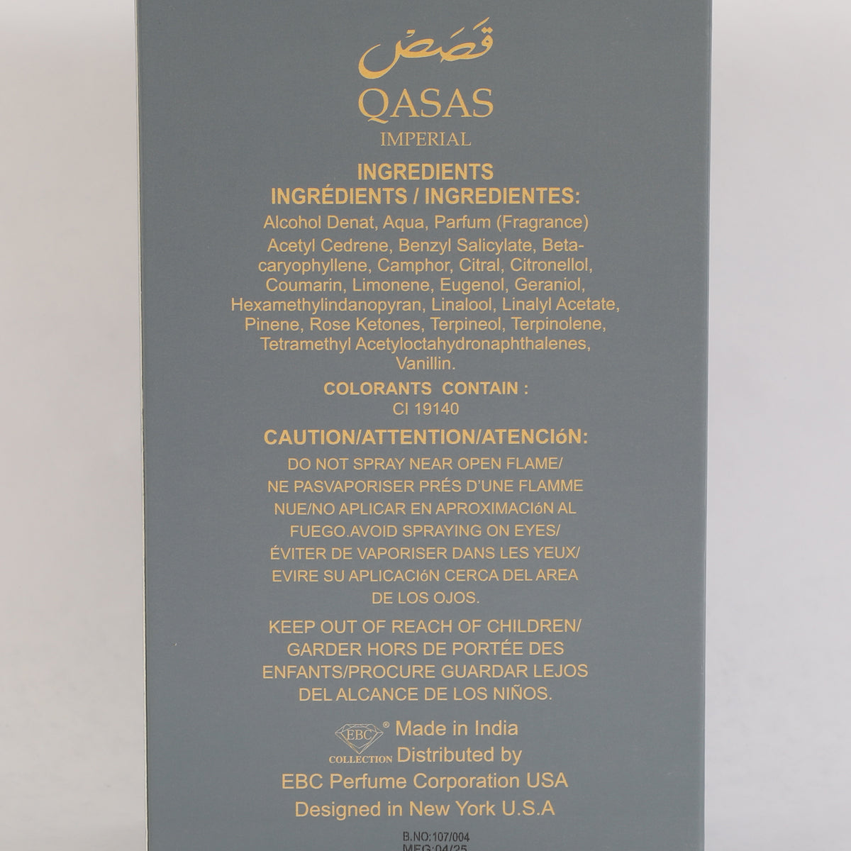 Qasas Imperial Spray Perfume Eau De Parfum For Men And Women - 100ML/3.4 FL.OZ.