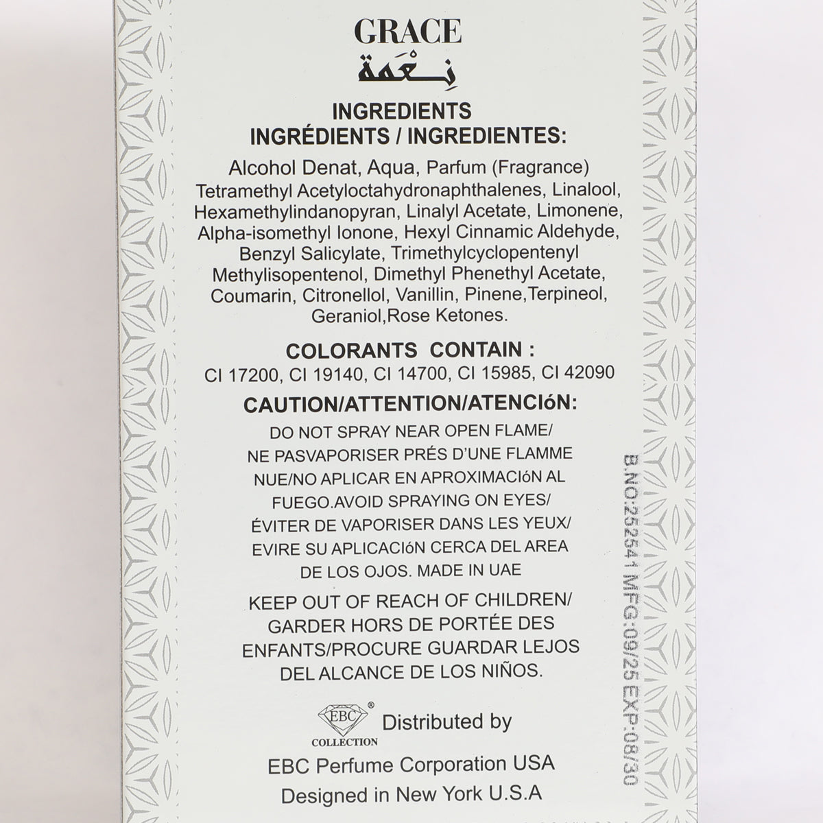 Grace Black Spray Perfume Eau De Parfum For Women - 100ML/3.4FL.OZ.