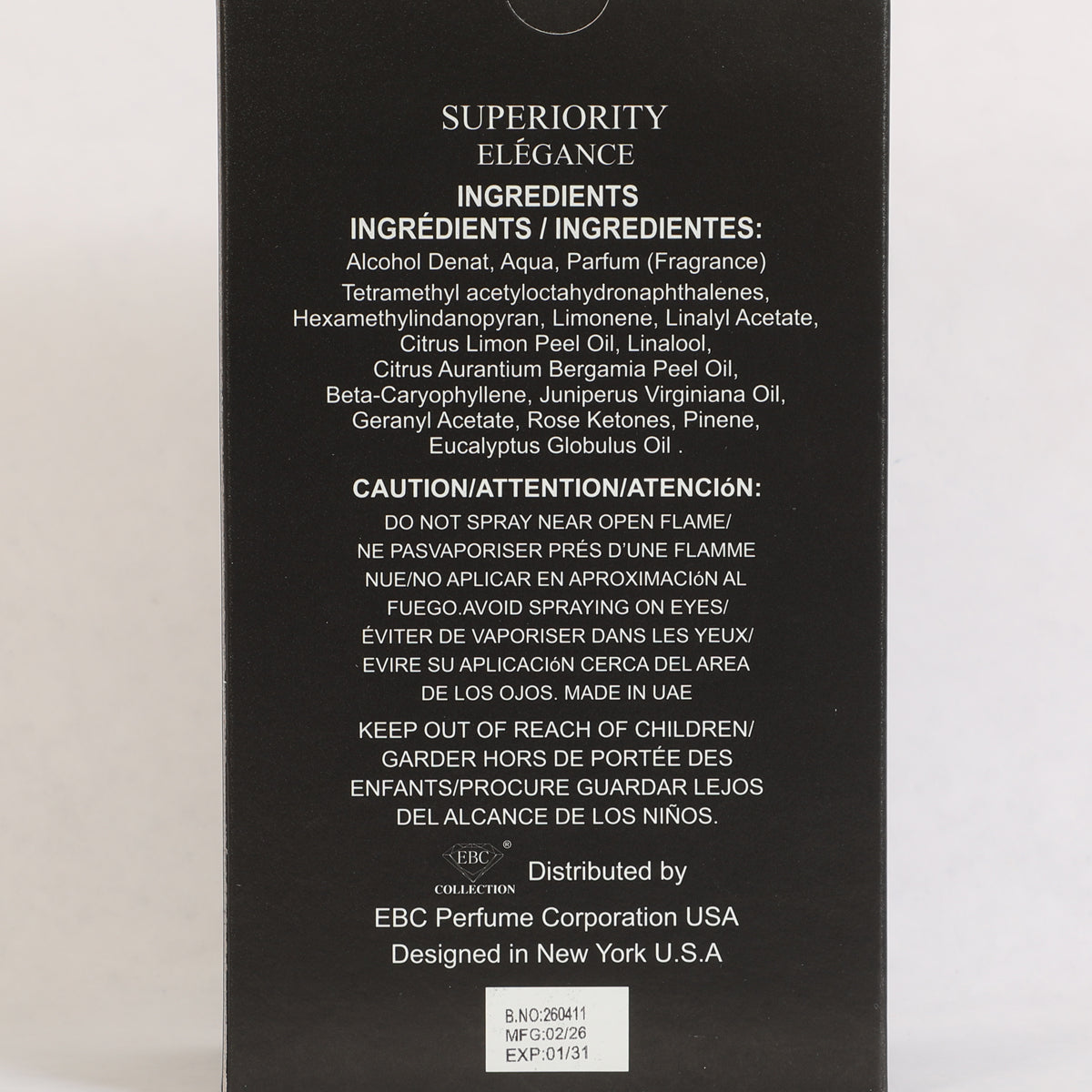 Superiority Elegance Spray Perfume Eau De Parfum For Men - 100ML/3.4FL.OZ./3PCS