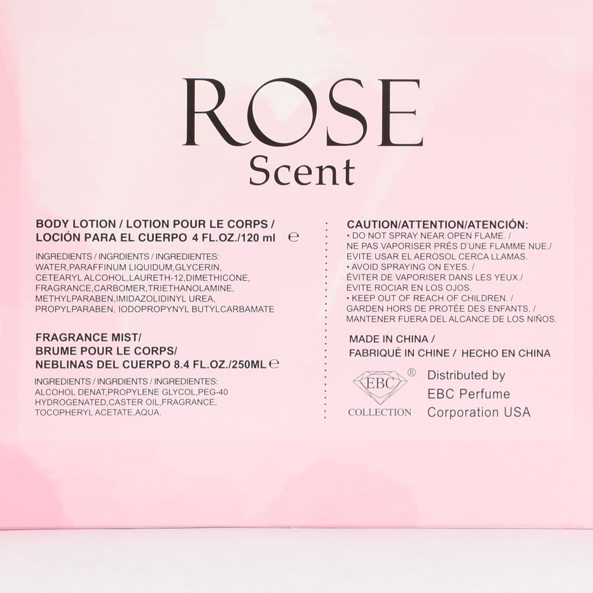Rose Scent Fragrance Mist & Body Lotion Gift Set For Women - 2 Piece Set