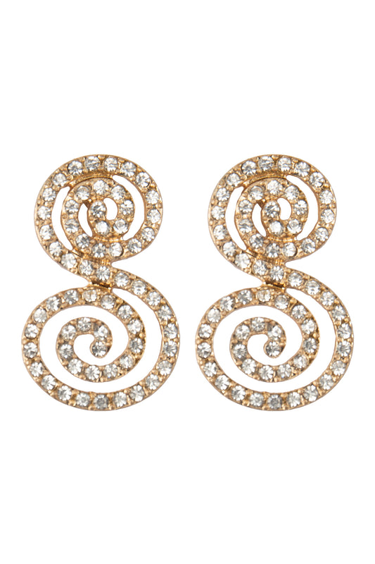 Round Swirl Rhinestone Post Earrings