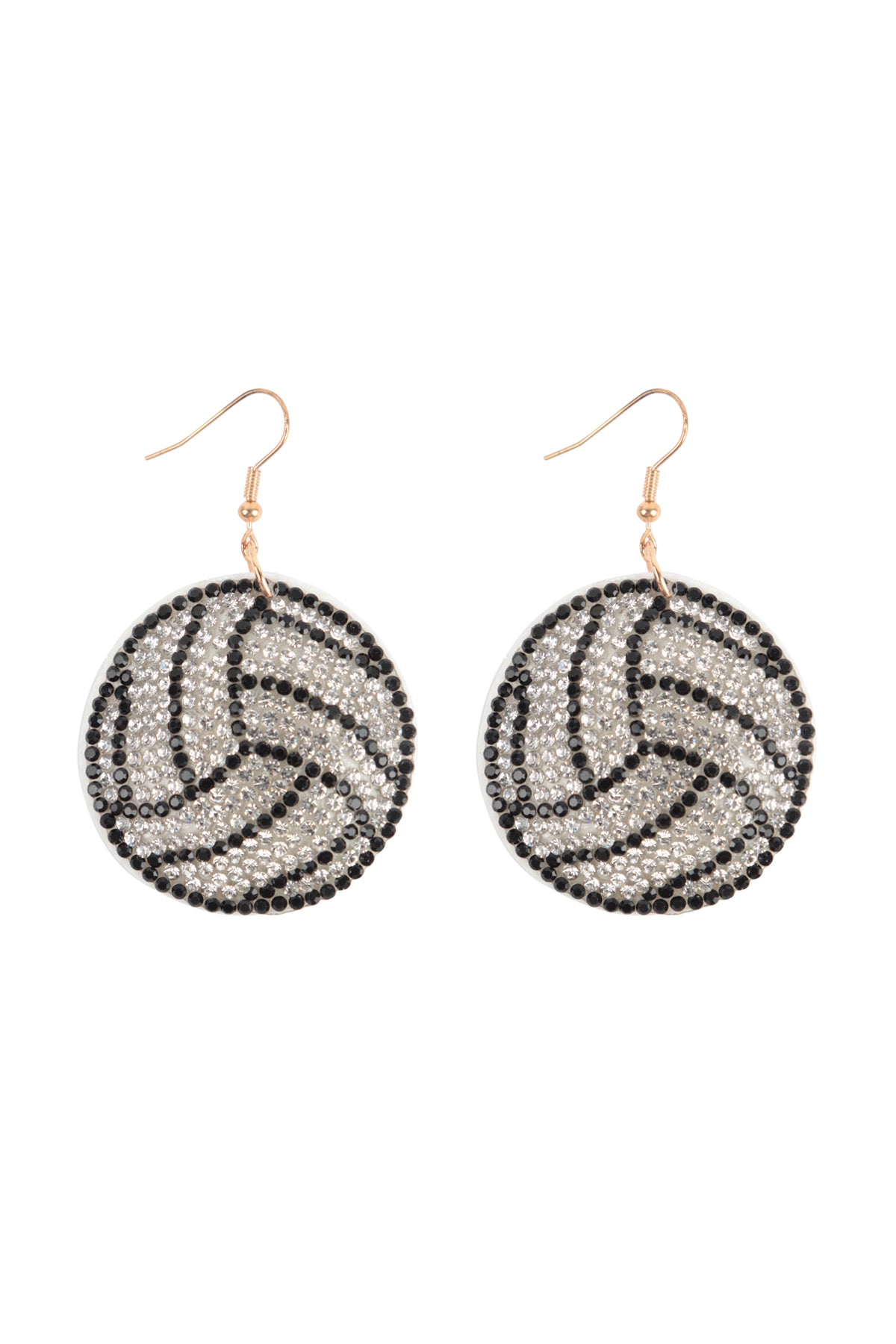 Volleyball Rhinestone Fish Hook Earrings White