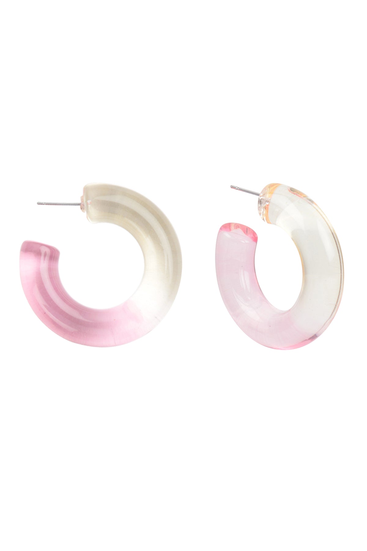 Acrylic Tiedye Hoop Earrings Light Pink Multicolor