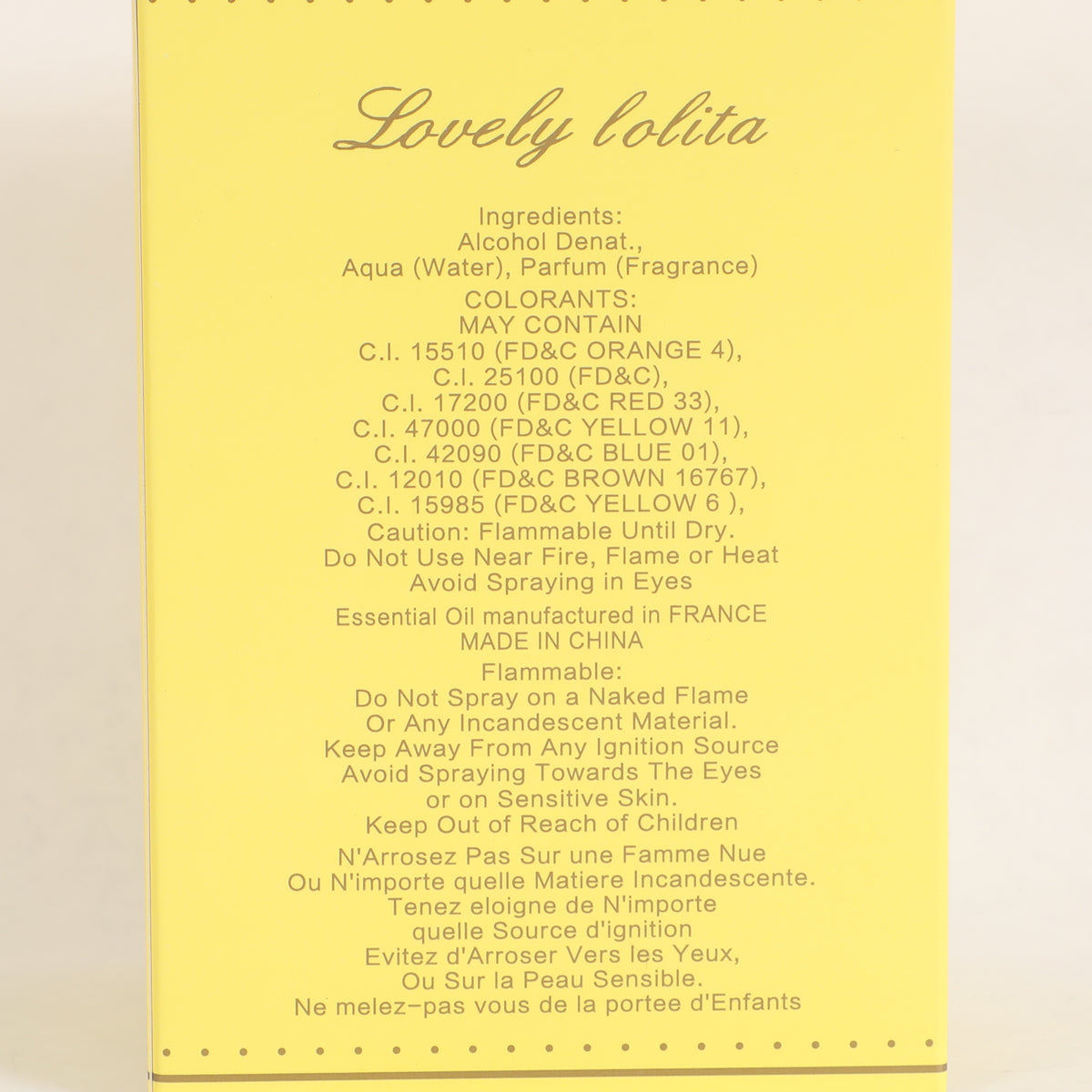 Lovely Lolita Spray Perfume Eau De Parfum For Women - 100ML/3.4FL.OZ