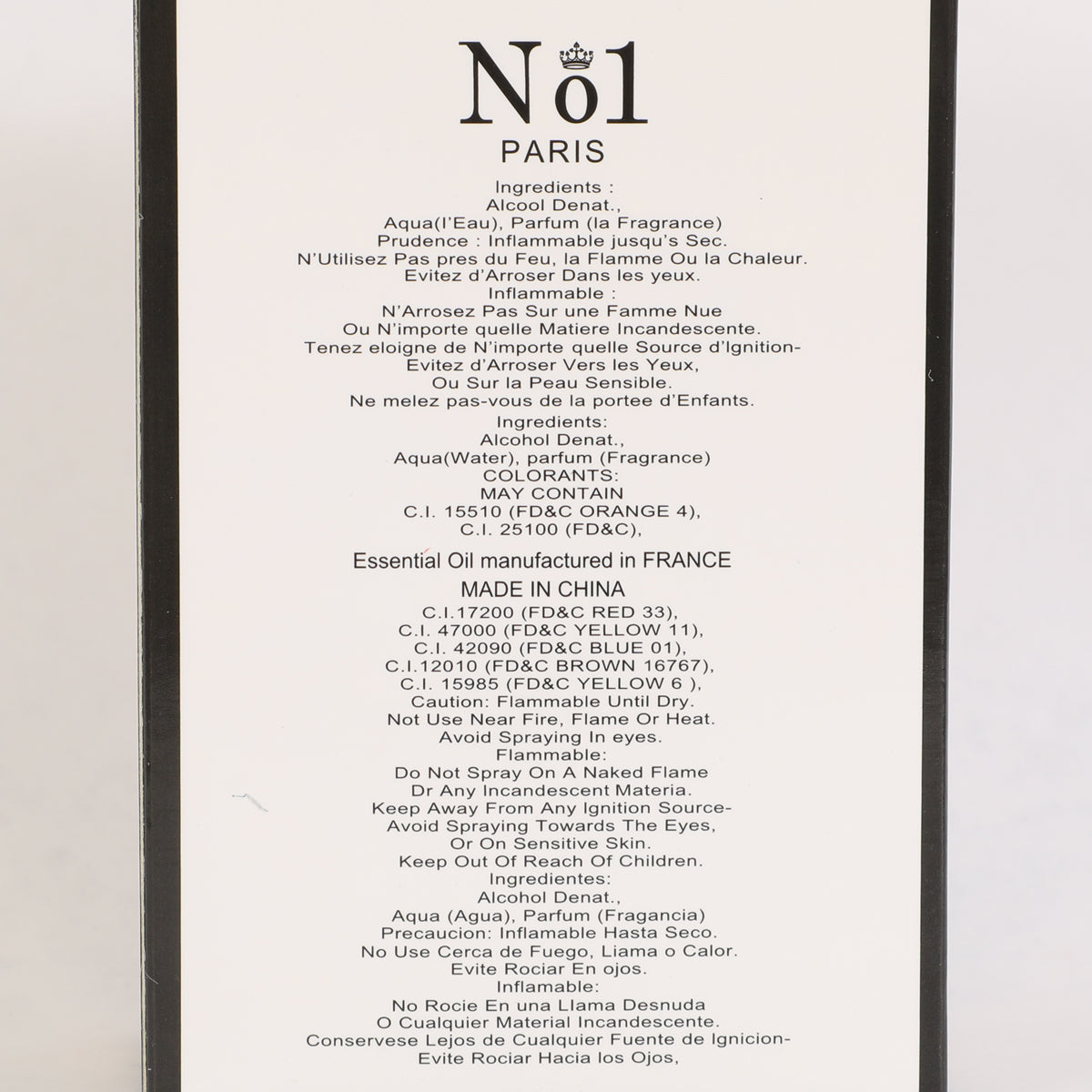 NO 1 Paris Spray Perfume Eau De Parfum For Women - 100ML/3.4FL.OZ.