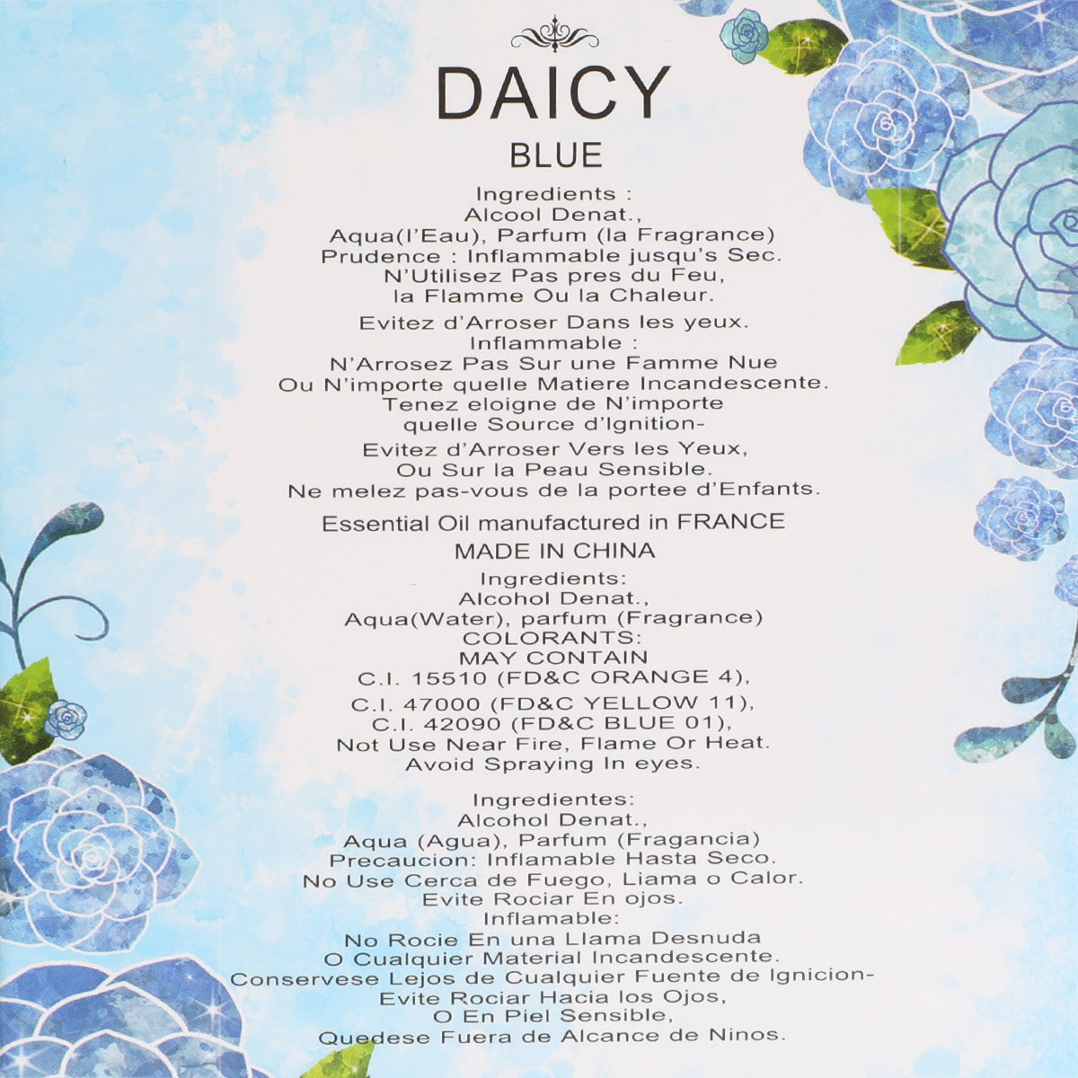 Daicy Blue Spray Perfume Eau De Parfum For Women - 100ML/3.4 FL.OZ.