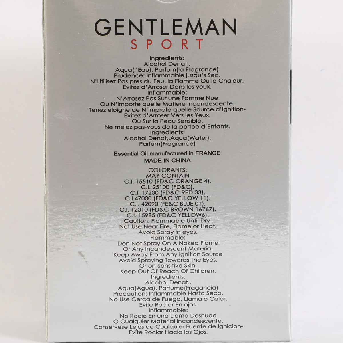 Gentleman Sport Spray Perfume Eau De Parfum For Men - 100ML/3.4FL.OZ.