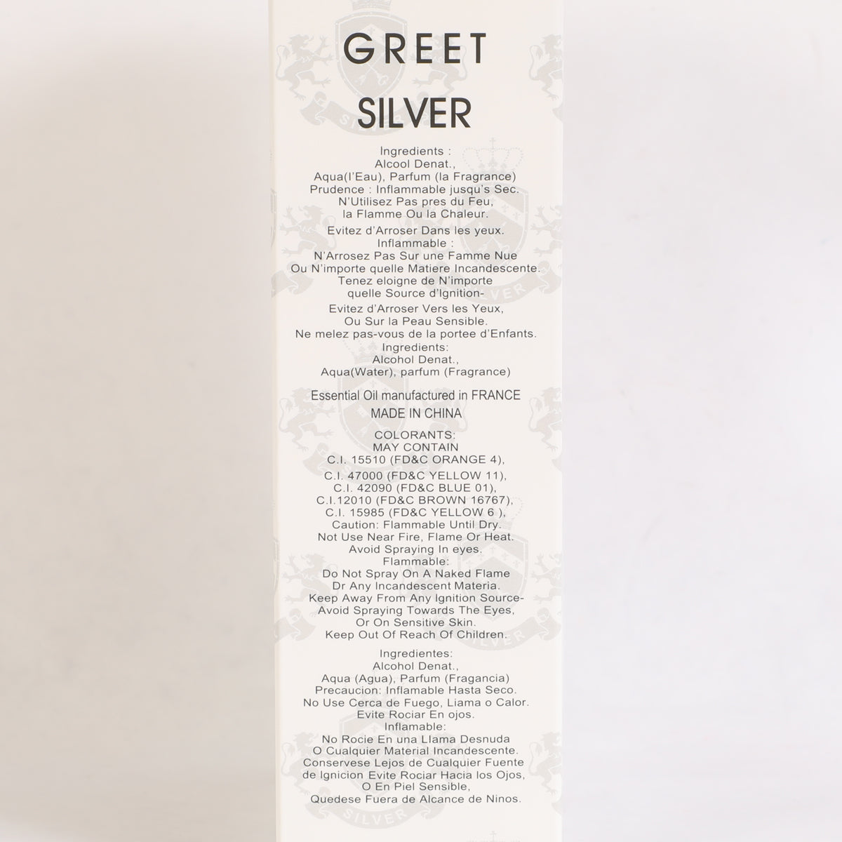 Greet Silver Spray Perfume Eau De Parfum For Men - 100ML/3.4FL.OZ.