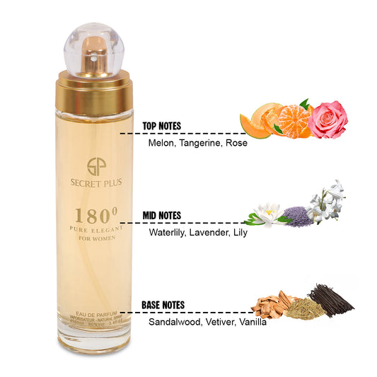 180 Pure Elegant Spray Perfume Eau De Parfum For Women - 100ML/3.4FL.OZ.