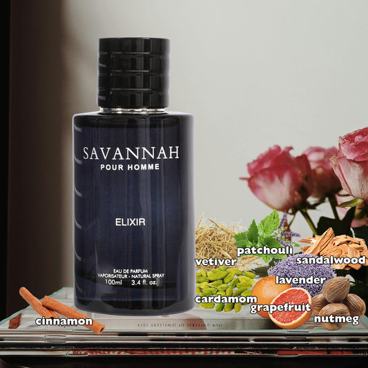 Savannah Pour Homme Elixir Spray Cologne Eau De Parfum For Men - 100ML/3.4 FL.OZ/3PCS