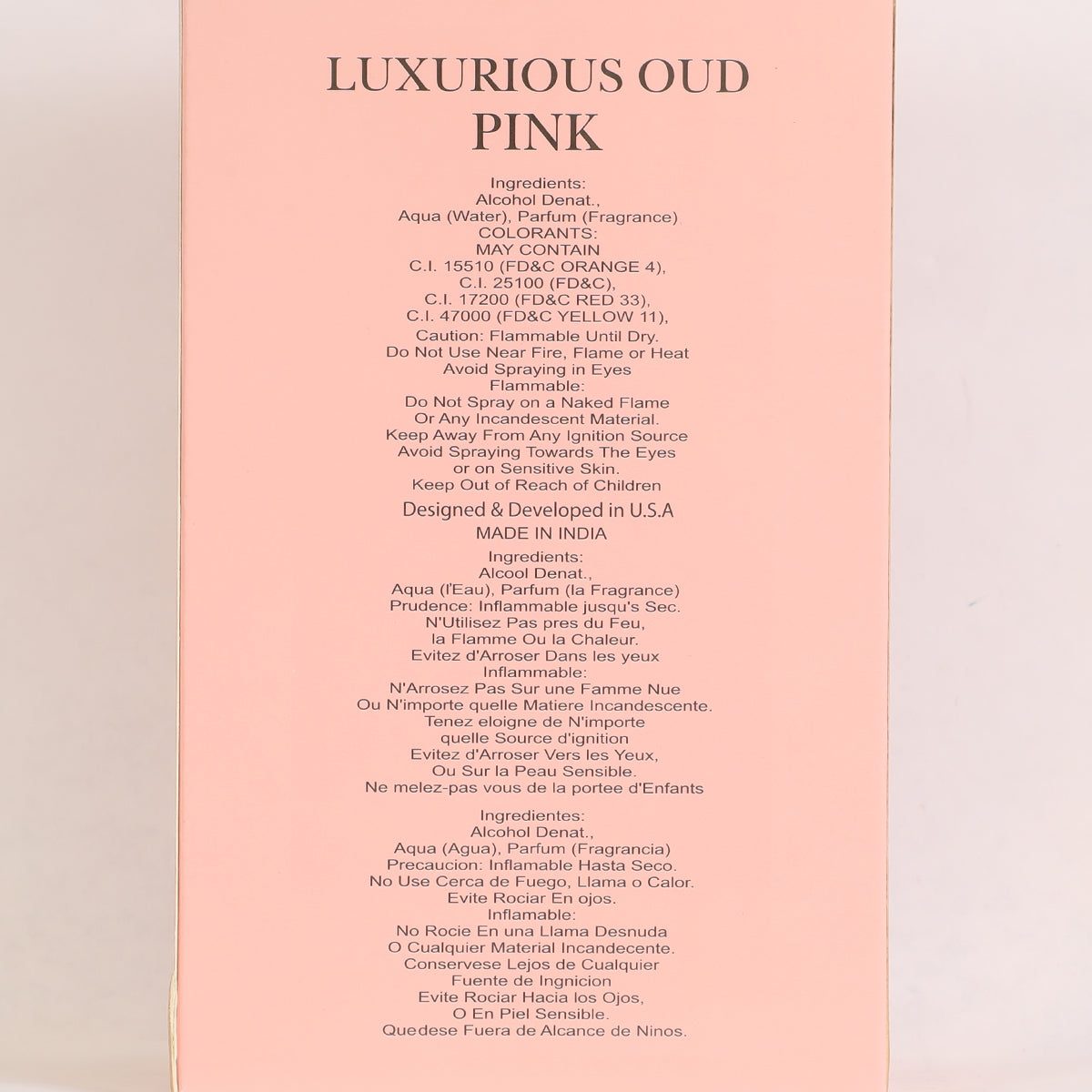 Luxurious Oud Pink Spray Perfume Eau De Parfum For Women - 100ML/3.4FL.OZ