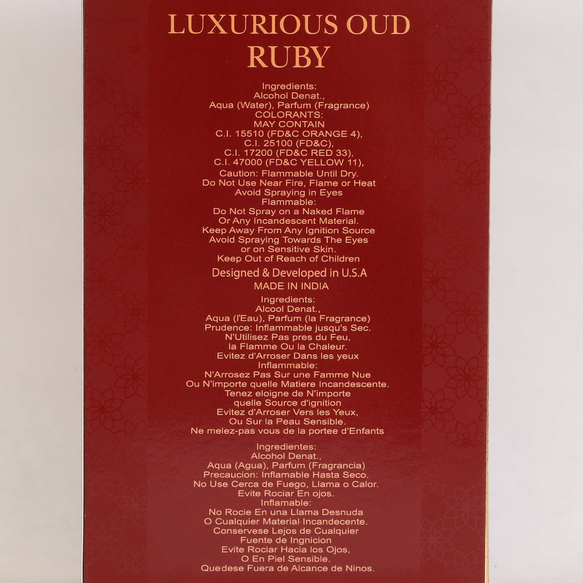 Luxurious Oud Ruby Spray Perfume Eau De Parfum For Women - 100ML/3.4FL.OZ.