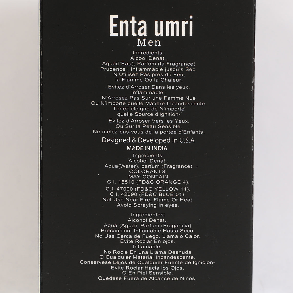 Enta Umri Spray Perfume Eau De Parfum For Men - 100ML/3.4FL.OZ.