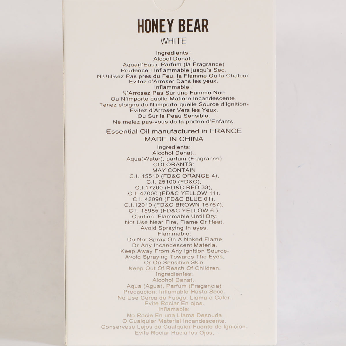 Honey Bear White Spray Perfume Eau De Parfum For Women - 100ML/3.4FL.OZ.
