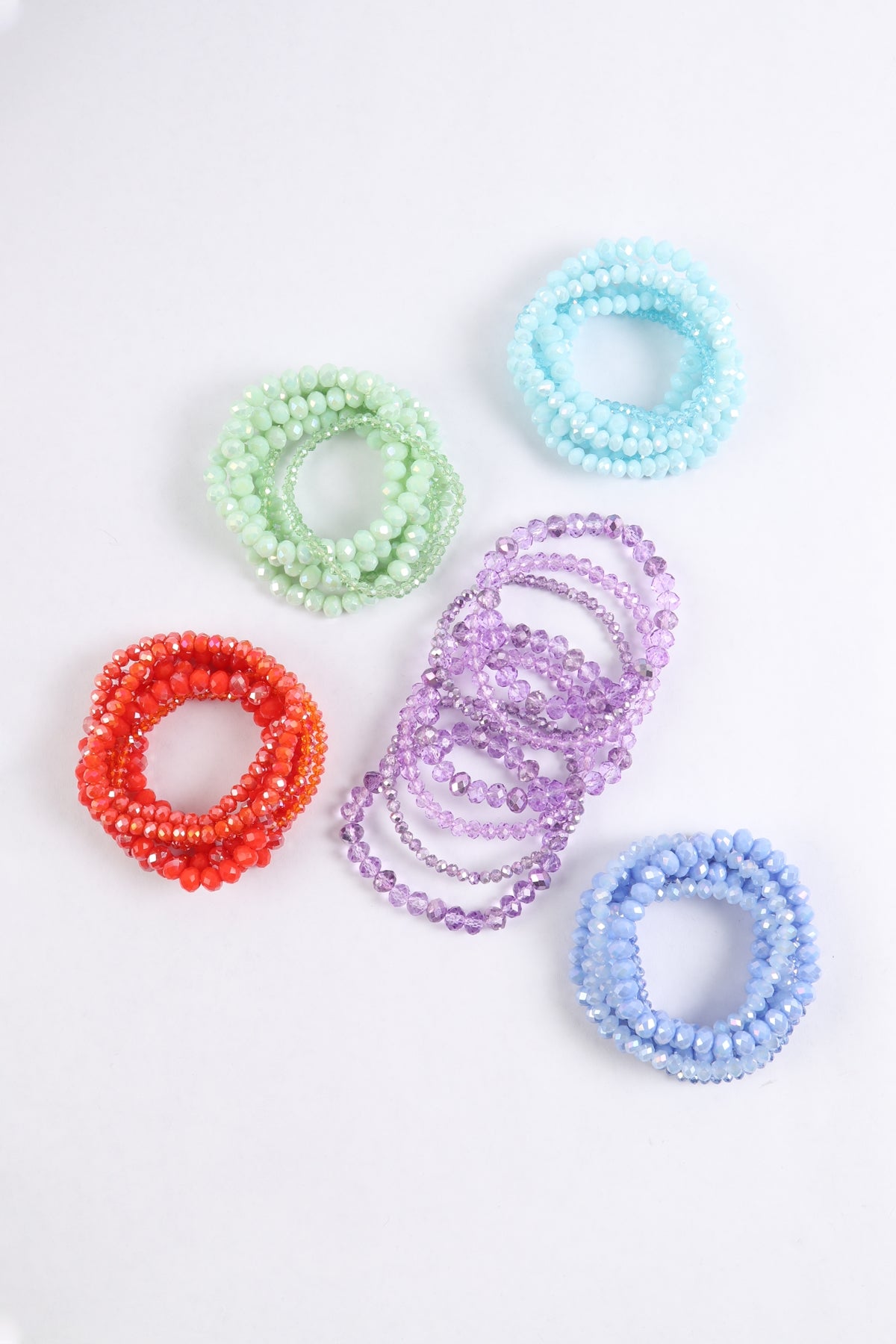 Seven Lines Glass Beads Stretch Bracelet