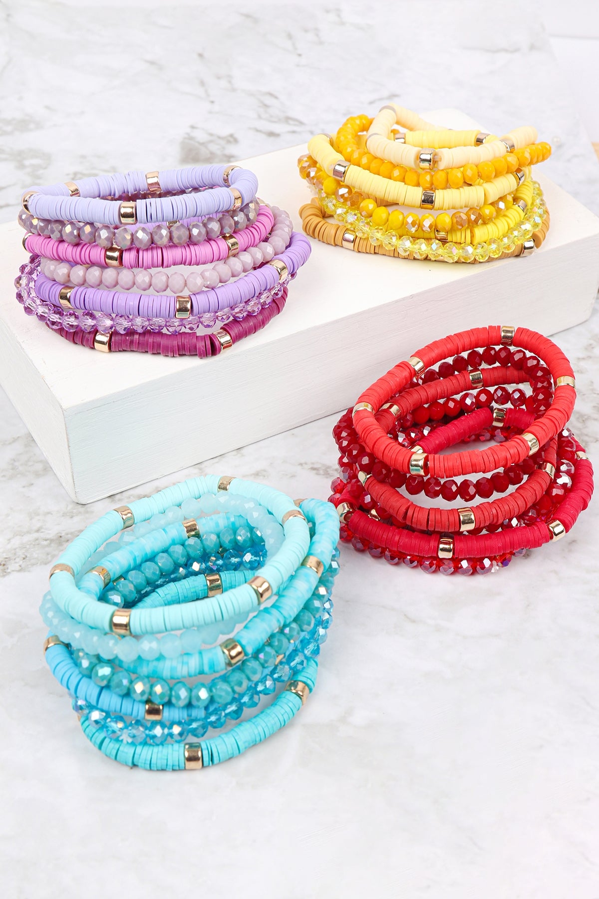 Multiline Ring Beaded Stretch Bracelet